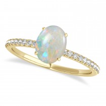 Opal & Diamond Accented Oval Shape Engagement Ring 18k Yellow Gold (2.00ct)