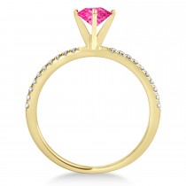 Pink Tourmaline & Diamond Accented Oval Shape Engagement Ring 14k Yellow Gold (2.50ct)