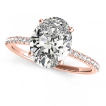 Lab Grown Diamond Accented Oval Shape Engagement Ring 18k Rose Gold (2.50ct)