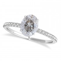 Oval Salt & Pepper Diamond Accented  Engagement Ring Platinum (2.50ct)