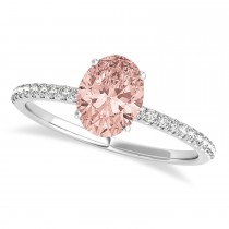 Morganite & Diamond Accented Oval Shape Engagement Ring 14k White Gold (3.00ct)