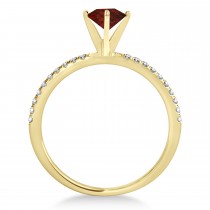 Garnet & Diamond Accented Oval Shape Engagement Ring 14k Yellow Gold (3.00ct)