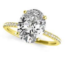 Lab Grown Diamond Accented Oval Shape Engagement Ring 18k Yellow Gold (3.00ct)