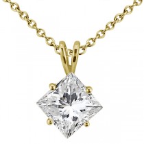 1.00ct. Princess Diamond Solitaire Pendant 14K Yellow Gold (J-K, I1-I2)