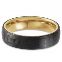 Satin Finish Wedding Band 18K Yellow Gold PVD Titanium & Carbon Fiber (6mm)