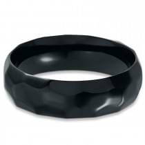 Men's Domed Hammered Wedding Ring Band Black Titanium (7mm)
