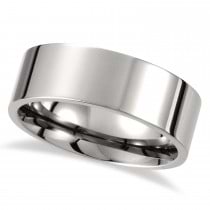 Men's Shiny Flat Wedding Ring Titanium Band (8mm)
