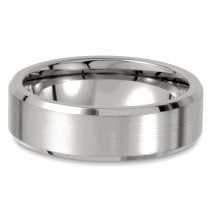 Men's Beveled-Edge Wedding Ring Satin Finish Titanium (7mm)