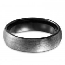 Men's Black PVD Tungsten Wedding Ring Band Satin Finish (6 mm)