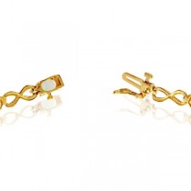 Oval Cut Opal & Diamond Infinity Bracelet in 14k Yellow Gold (4.53ct)