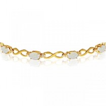Oval Cut Opal & Diamond Infinity Bracelet in 14k Yellow Gold (4.53ct)