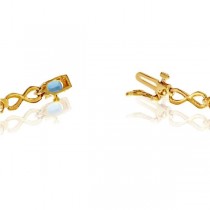 Oval Blue Topaz & Diamond Infinity Bracelet 14k Yellow Gold (4.53ct)