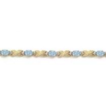 Aquamarine & Diamond XOXO Link Bracelet 14k Yellow Gold (6.65ct)
