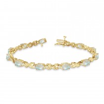 Opal & Diamond XOXO Link Bracelet 14k Yellow Gold (6.65ct)