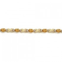 Citrine & Diamond XOXO Link Bracelet 14k Yellow Gold (6.65ct)
