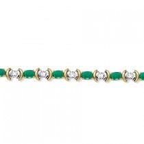 Emerald & Diamond Link Tennis Bracelet in 14k Yellow Gold (8.20ct)