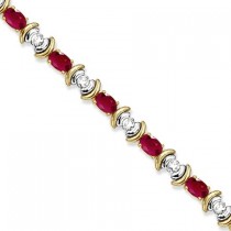 Ruby & Diamond Link Tennis Bracelet in 14k Yellow Gold (8.20ct)