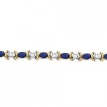 Blue Sapphire & Diamond Link Tennis Bracelet 14k Yellow Gold (8.20ct)