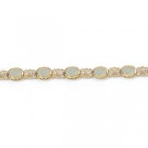 Oval Opal and Diamond Bezel-Set Bracelet in 14K Yellow Gold