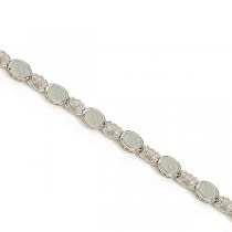 Oval Opal and Diamond Bezel-Set Bracelet in 14K White Gold
