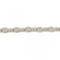 Oval Opal and Diamond Bezel-Set Bracelet in 14K White Gold