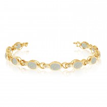 Oval Opal & Diamond Link Bracelet 14k Yellow Gold (9.62ctw)
