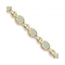 Oval Opal & Diamond Link Bracelet 14k Yellow Gold (9.62ctw)