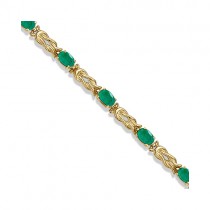 Oval Emerald Love Knot Link Bracelet 14k Yellow Gold (5.50ct)