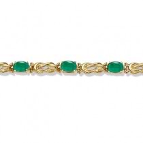 Oval Emerald Love Knot Link Bracelet 14k Yellow Gold (5.50ct)