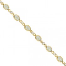 Oval Opal and Diamond Bracelet in 14K Yellow Gold (7x5mm)