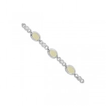 Oval Opal and Diamond Bracelet in 14K White Gold (7x5mm)