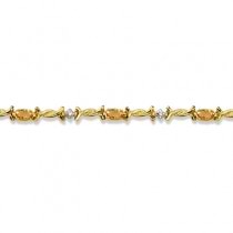 Oval Citrine & Diamond Barb Wire Bracelet 14k Yellow Gold (1.80ctw)