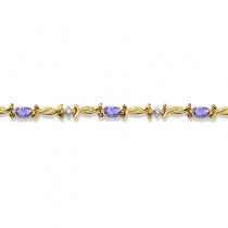 Oval Tanzanite & Diamond Barb Wire Bracelet 14k Yellow Gold (1.80ctw)