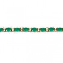 Diamond & Oval Cut Emerald Tennis Bracelet 14k Yellow Gold (9.25ctw)
