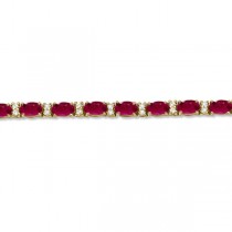 Diamond & Oval Cut Ruby Tennis Bracelet 14k Yellow Gold (9.25ctw)