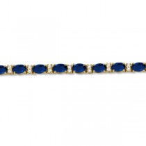 Diamond & Oval Cut Sapphire Tennis Bracelet 14k Yellow Gold (9.25ctw)