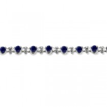 Round Blue Sapphire & Diamond Tennis Bracelet 14k White Gold (2.50ct)