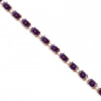 Lab Alexandrite & Diamond Tennis Bracelet 14k Rose Gold (12.00ct)