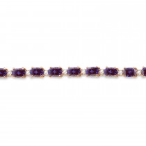 Lab Alexandrite & Diamond Tennis Bracelet 14k Rose Gold (12.00ct)