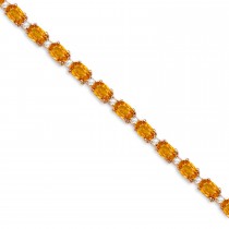 Citrine & Diamond Tennis Link Bracelet 14k Rose Gold (12.00ct)