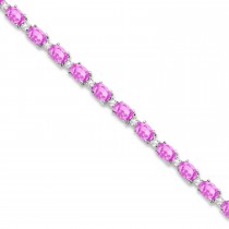 Pink Sapphire & Diamond Tennis Bracelet 14k White Gold (12.00ct)
