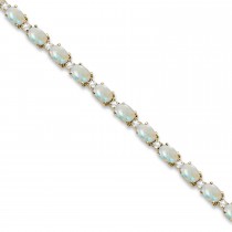 Opal & Diamond Tennis Link Bracelet 14k Yellow Gold (12.00ct)