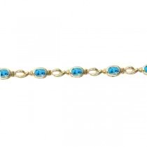 Bezel-Set Oval Blue Topaz Link Bracelet in 14K Yellow Gold (6x4mm)
