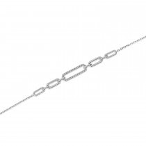 Diamond Paperclip Chain Bracelet 14k White Gold (0.17ct)