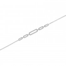 Diamond Paperclip Chain Bracelet 14k White Gold (0.17ct)