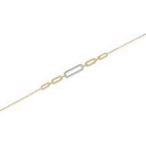 Diamond Paperclip Chain Bracelet 14k Yellow Gold (0.17ct)