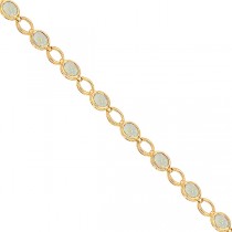Bezel-Set Oval Opal Bracelet in 14K White Gold (6x4mm)