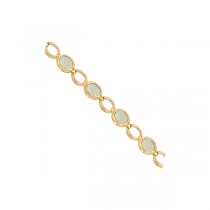Bezel-Set Oval Opal Bracelet in 14K White Gold (6x4mm)