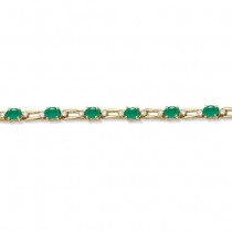 Diamond & Oval Cut Emerald Link Bracelet 14k Yellow Gold (7.50ctw)