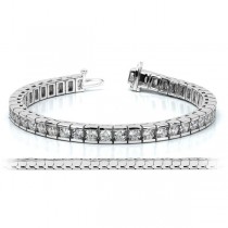 Ladies Channel Set Round Diamond Tennis Bracelet 14k White Gold 2.00ct